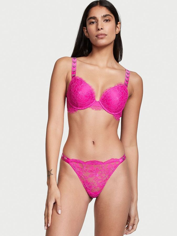 Кружевные трусики Shine Strap Lace Thong Victoria's Secret