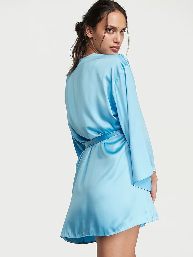 Атласний халат Satin Short Wrap Robe Victoria's Secret