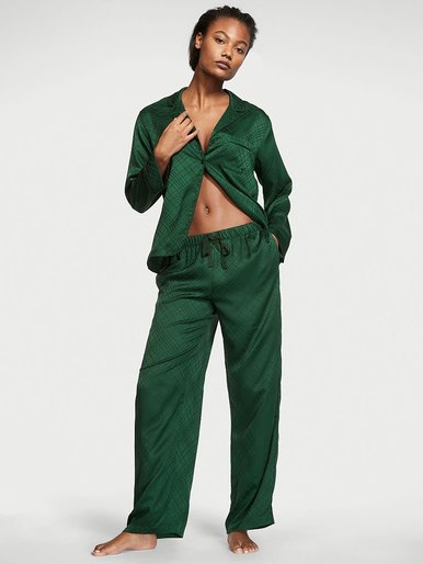 Атласна піжама із штанами Satin Long PJ Set Victoria's Secret