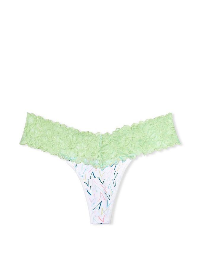 Хлопковые трусики тонг Lace-waist Victoria's Secret