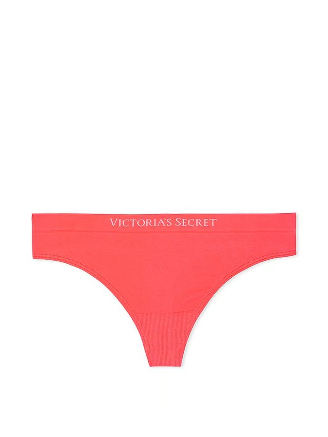Бесшовные трусики-танга с логотипом Victoria's Secret