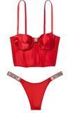 Комплект Бюстье без наполнения Bow Bra & Трусики тонг Logo Shine Strap Victoria's Secret