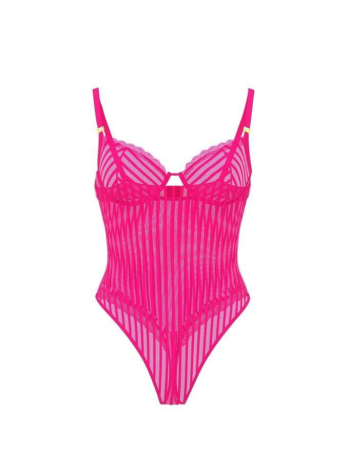 Боді Tease Sheer Stripe Lace-Trim Cupped