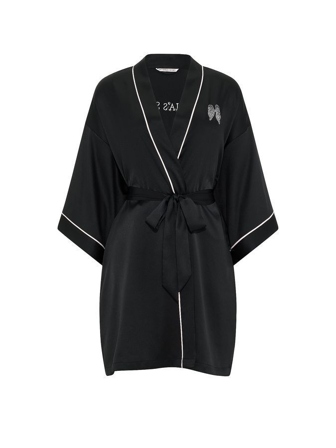 Атласний короткий халат Satin Short Piped Robe Victoria's Secret