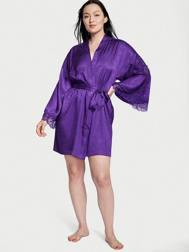 Атласний халат Lace Inset Robe Victoria's Secret