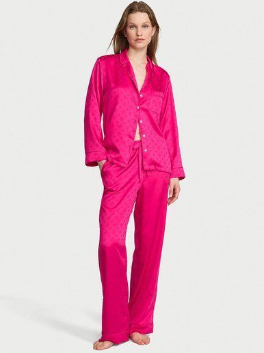 Атласна піжама з штанами Glazed Satin Long PJ Set Victoria's Secret