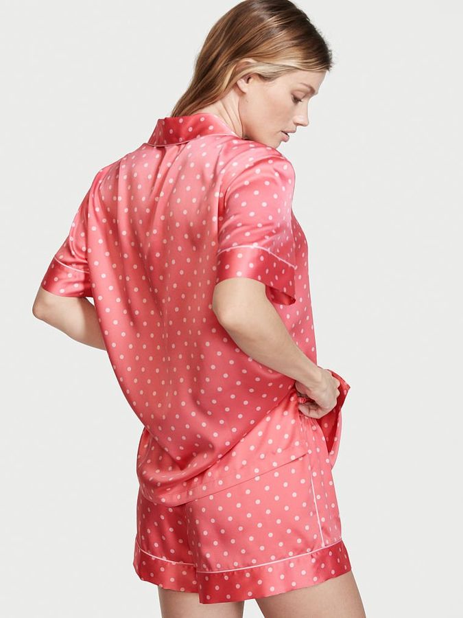 Атласна піжама з шортами Boxer PJ Рожевий, M Victoria's Secret