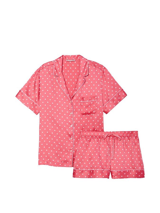 Атласна піжама з шортами Boxer PJ Рожевий, M Victoria's Secret