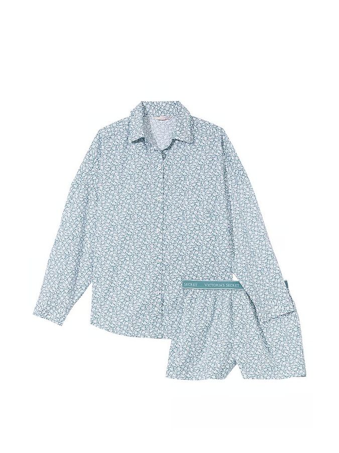 Хлопковая пижама с шортами Long-Sleeve Short PJ Set Victoria's Secret