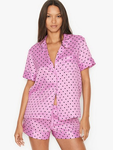 Атласна піжама з шортами PJ Set Victoria's Secret