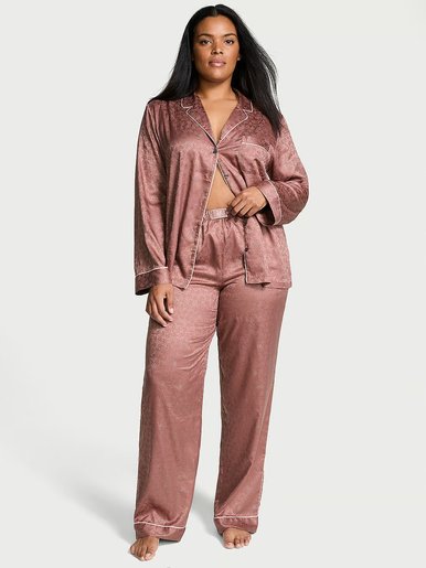 Атласная пижама с штанами Glazed Satin Dew Drop Long PJ Set Victoria's Secret