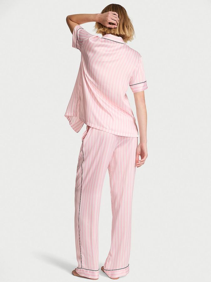 Атласна піжама з штанами Short-Sleeve Long Pj Set Victoria's Secret
