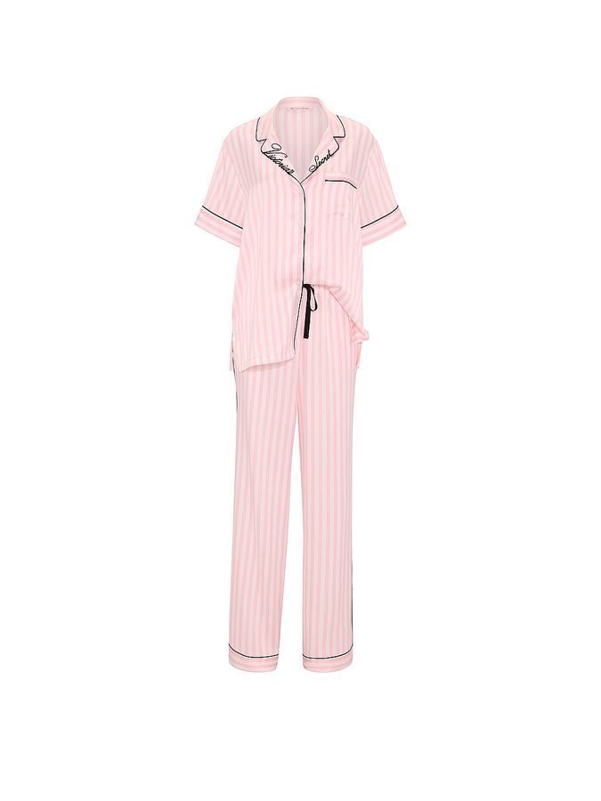 Атласна піжама з штанами Short-Sleeve Long Pj Set Victoria's Secret