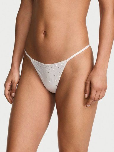 Трусики V-стринги Satin Pearl-Embellished Victoria's Secret