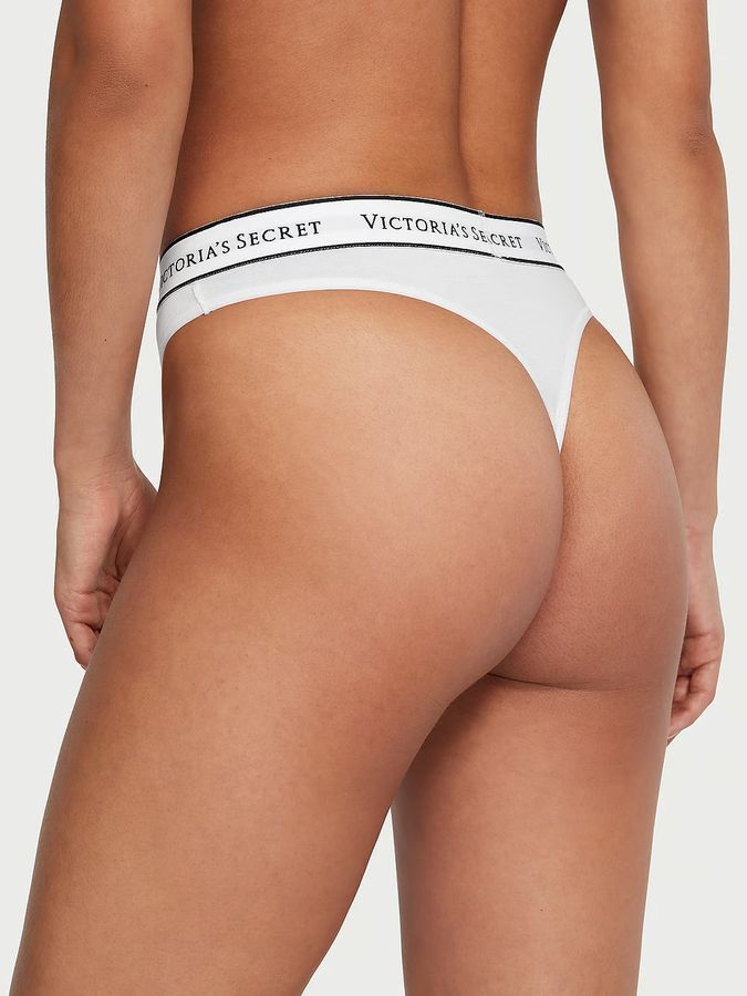 Хлопковые трусики тонг High-Waist Logo Victoria's Secret