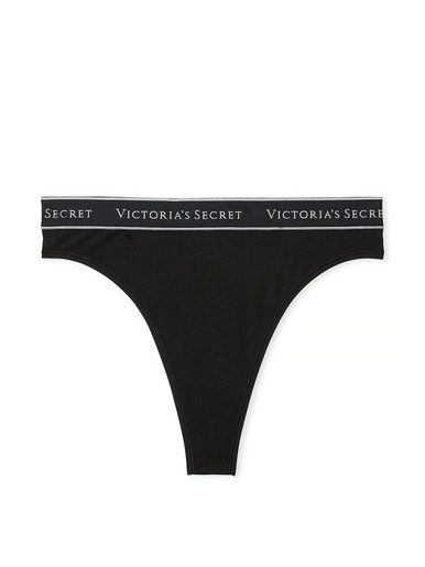 Хлопковые трусики тонг High-Waist Logo Victoria's Secret