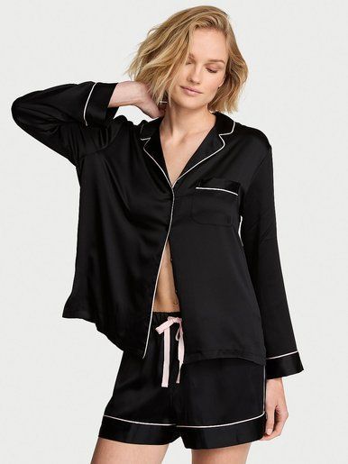 Атласна піжама з шортами Long-Sleeve Short PjS Victoria's Secret