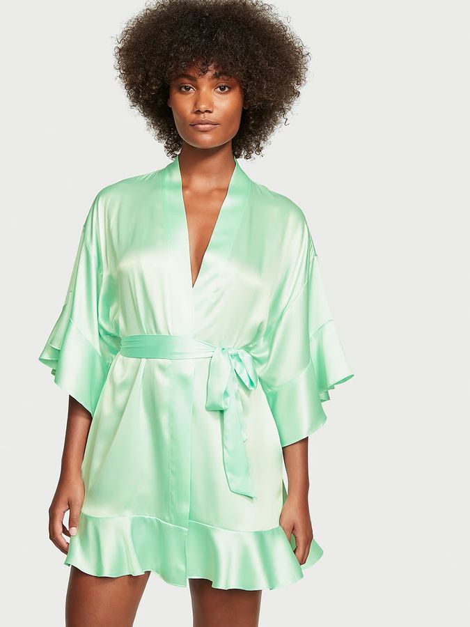 Атласный Халат Flounce Satin Robe Victoria's Secret