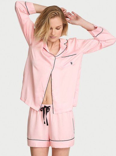 Атласна піжама з шортами Long-Sleeve Short PjS Victoria's Secret