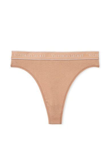 Хлопковые трусики тонг High-Waist Logo Victoria's Secret