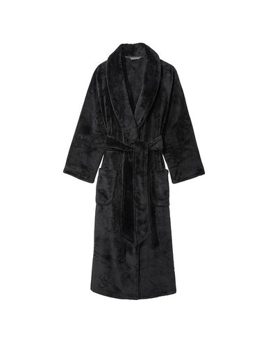 Флисовый халат Plush Long Robe, XS/S, Черный Victoria's Secret