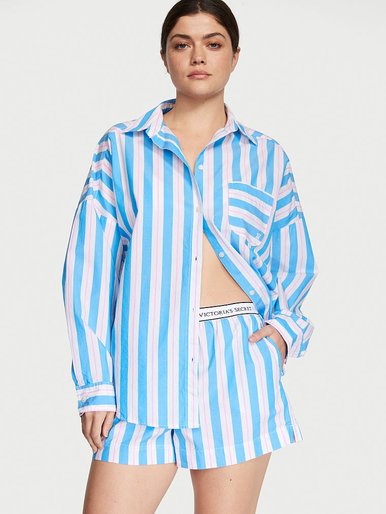 Хлопковая пижама с шортами Long-Sleeve Short PJ Set