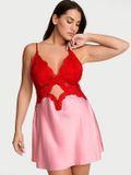 Атласний пеньюар Satin & Lace Cutout Slip Dress Victoria's Secret