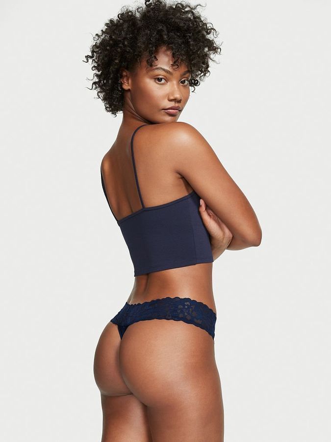 Бавовняні трусики тонг Lace-waist Victoria's Secret