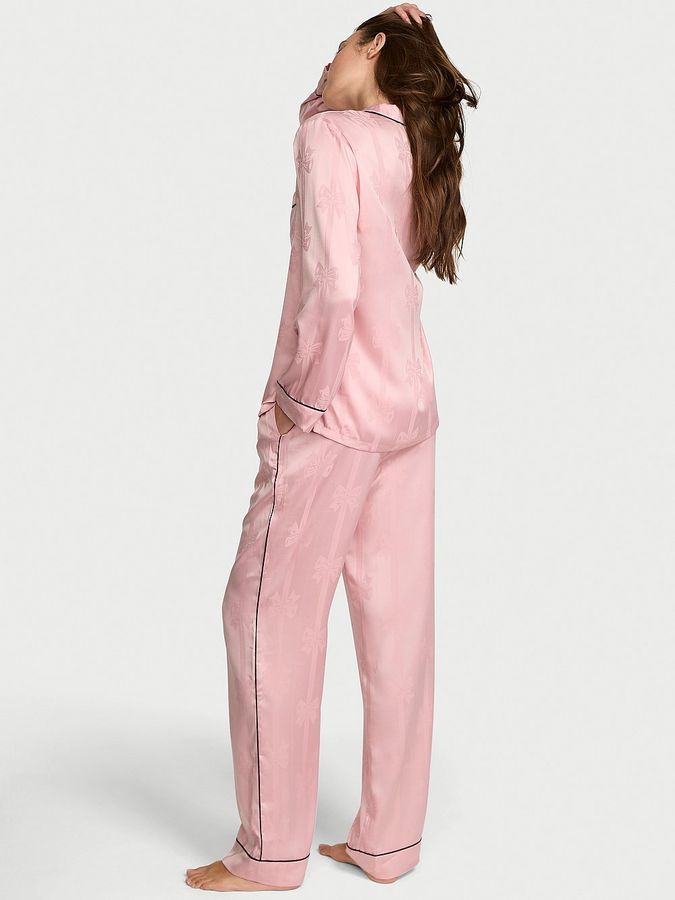 Атласная пижама с штанами Glazed Satin Bow Long PJ Set Victoria's Secret