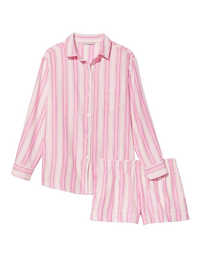 Фланелевая пижама с шортами Long-Sleeve PJ Set Victoria's Secret