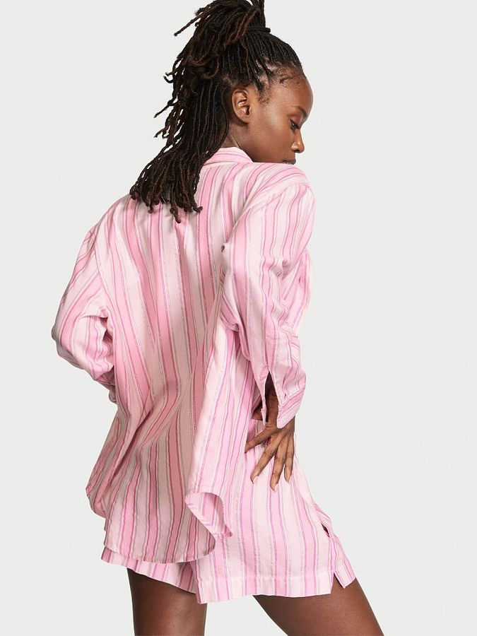 Фланелева піжама з шортами Long-Sleeve PJ Set Victoria's Secret