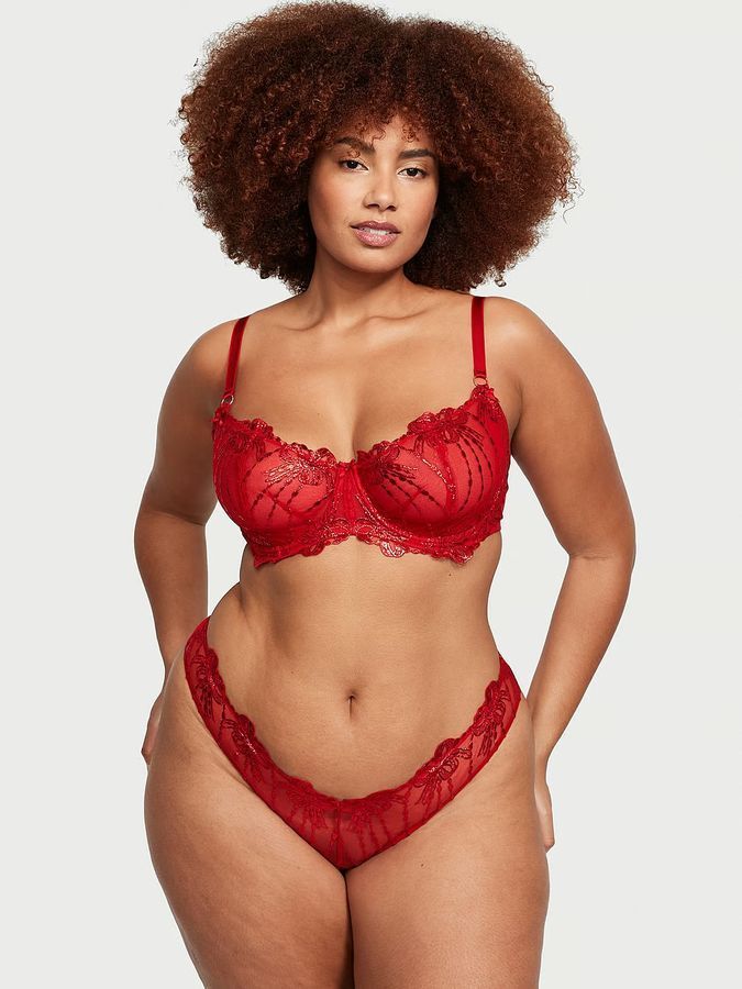 Комплект Бюстгальтер балконет & Трусики стрінги Bow Embroidery Dream Angels Victoria's Secret