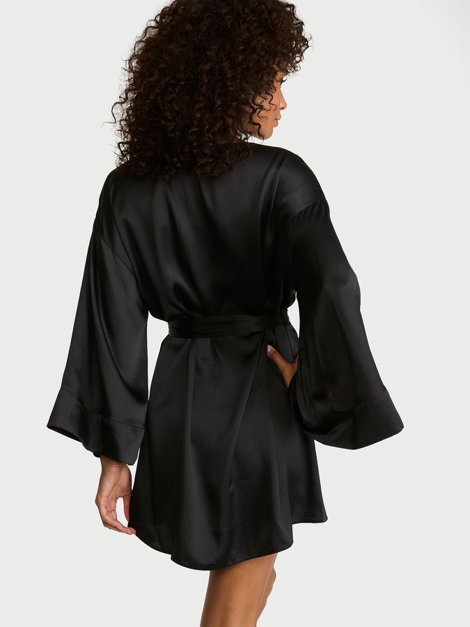Атласний халат Satin Short Wrap Robe Victoria's Secret