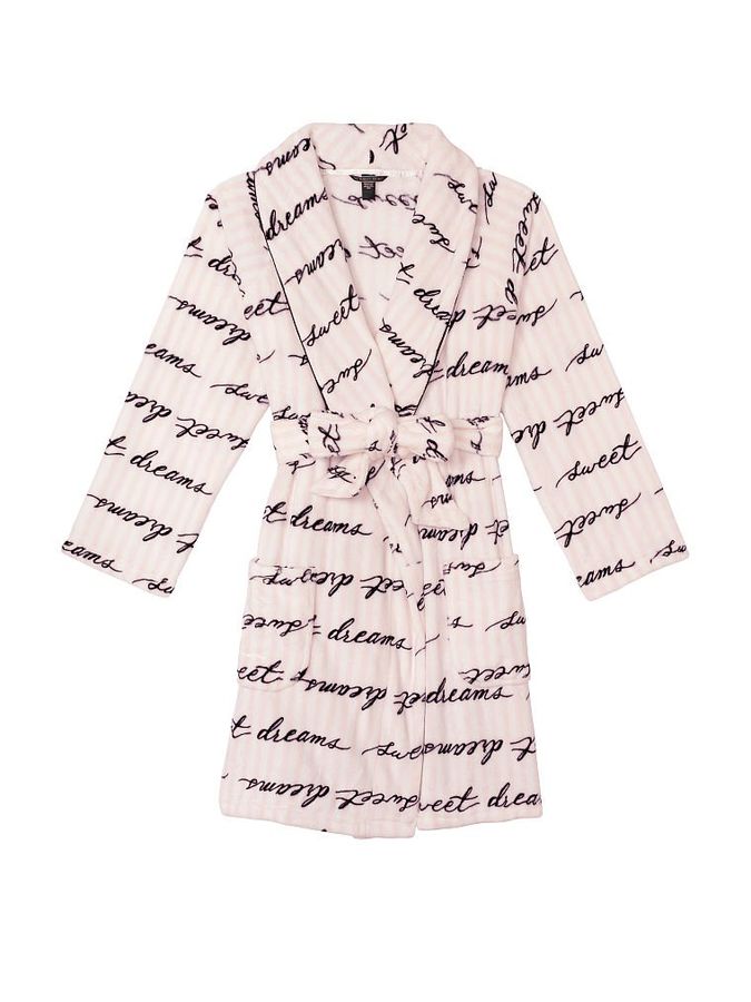 Короткий теплый халат Logo Short Cozy Robe Victoria's Secret