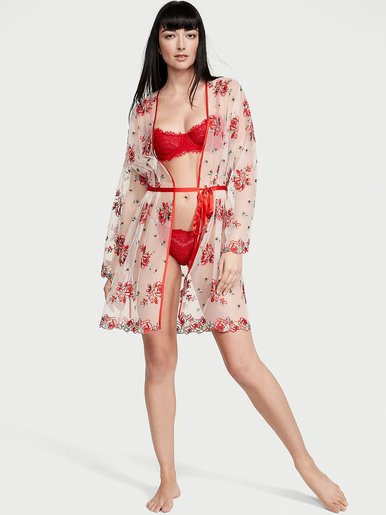 Халат из сеточки с цветочной вышивкой Floral Embroidery Victoria's Secret