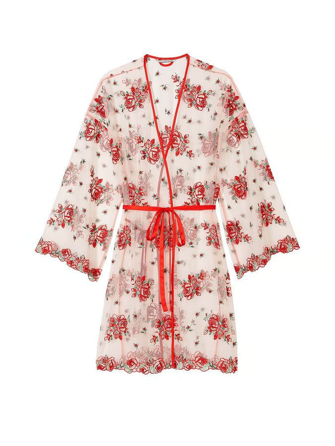 Халат из сеточки с цветочной вышивкой Floral Embroidery Victoria's Secret