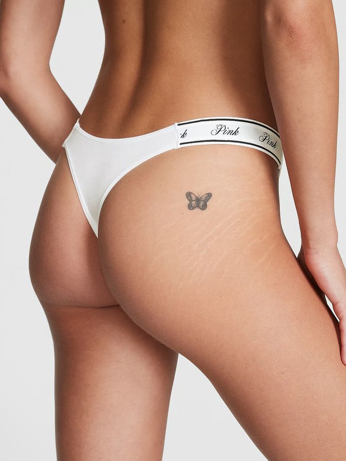 Бавовняні трусики тонг High-Leg Logo Victoria's Secret