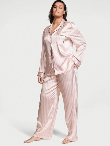 Атласна піжама з штанами Satin Long PJ Set Victoria's Secret