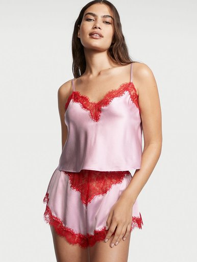 Шелковый комплект для сна Cropped Silk & Lace Cami Set Victoria's Secret