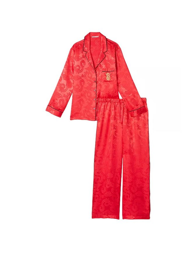 Атласная пижама с штанами Dragon Satin Long PJ Set Victoria's Secret