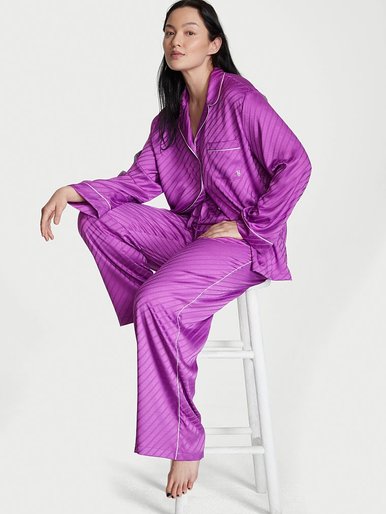 Атласная пижама с штанами Satin Long PJ Set Victoria's Secret