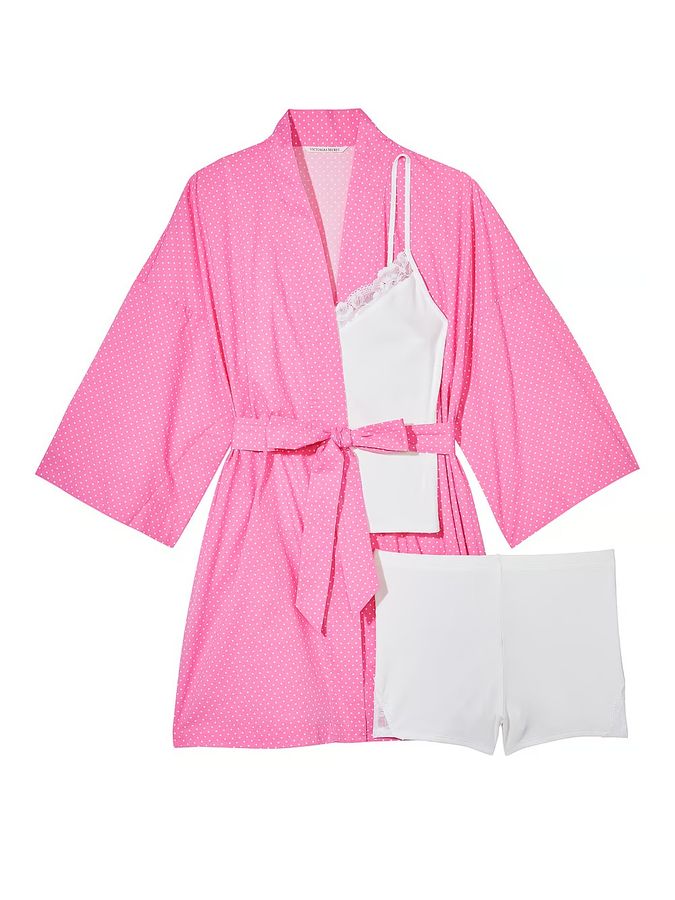 Хлопковый комплект пижама с халатиком 3-Piece PJ Set Victoria's Secret