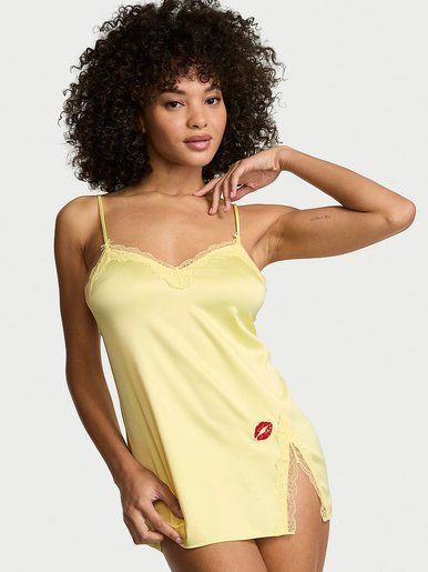 Пеньюар Tease Satin Lace-Trim Mini