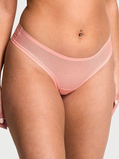 Трусики тонг No-Show Stripe Mesh Victoria's Secret