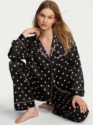 Атласна піжама з штанами Glazed Satin Long PJ Set Victoria's Secret