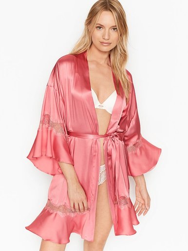 Атласний халат-кімоно Flounce Robe Victoria's Secret