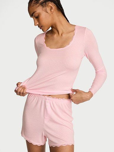 Комлект з шортиками Rib Pointelle Tee & Shorts Set Victoria's Secret