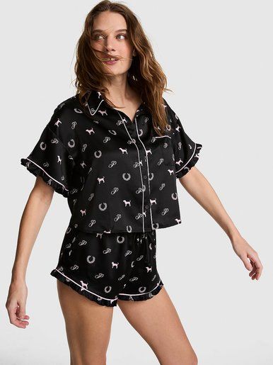 Атласная пижама с шортами GRWPINK Satin Short Pink Tulip PINK