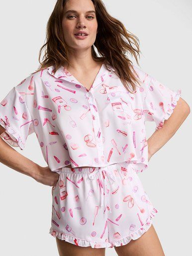 Атласная пижама с шортами GRWPINK Satin Short Pink Tulip PINK