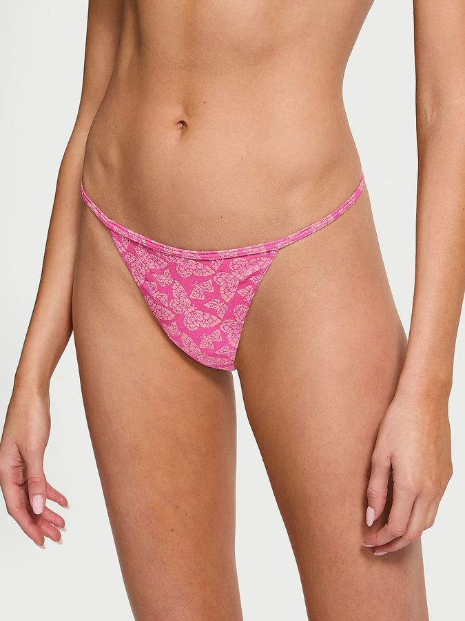 Хлопковые трусики тонг V-string Victoria's Secret